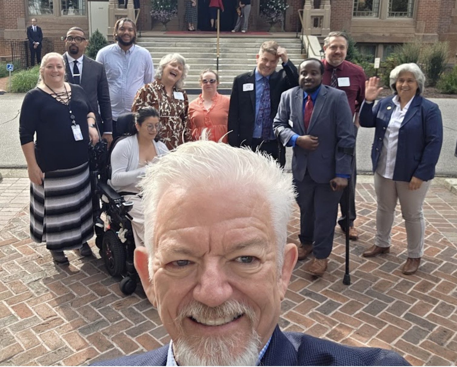 Steve Strom and other North Carolina advocates for employment outside the NC Governor’s Mansion on Friday October 10 for the National Disability Employment Awareness 80th annual celebration.