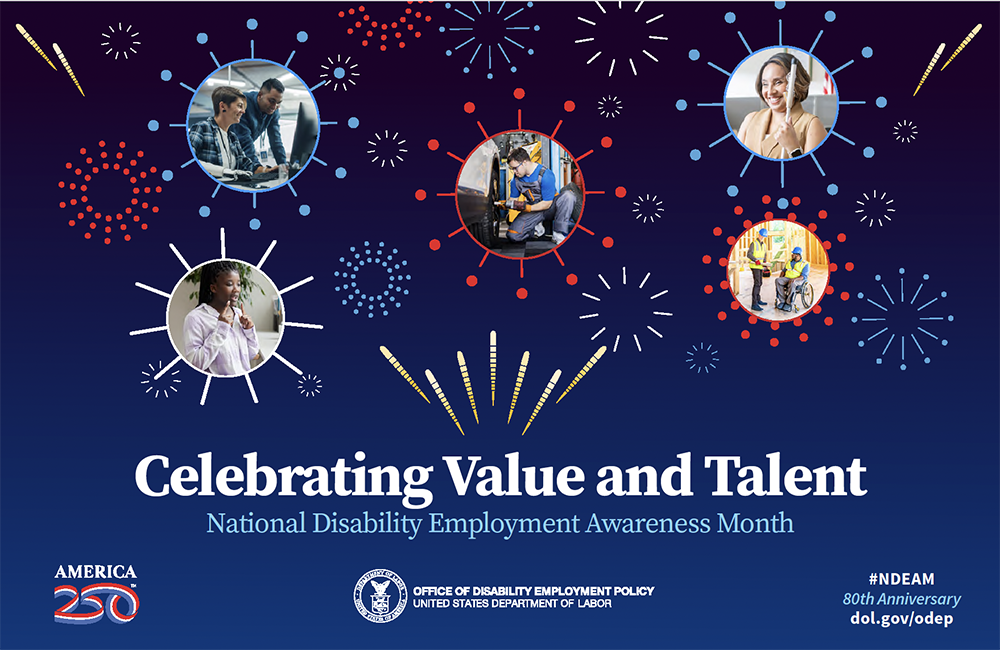 Celebrating Value and Talent, National Disability Employment Awareness Month poster