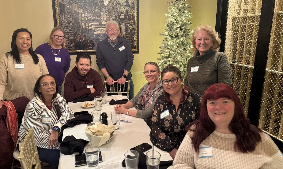 Friday night was a night to get acquainted and share some stories over dinner. From L to R are: Allison Taylor, Hannah Youngdeer, Ave Lachiewicz, Juan Mollindeo, Steve Strom, Kate Gregory, Tara Larson Brittany Tillman, and Diane Upshaw.