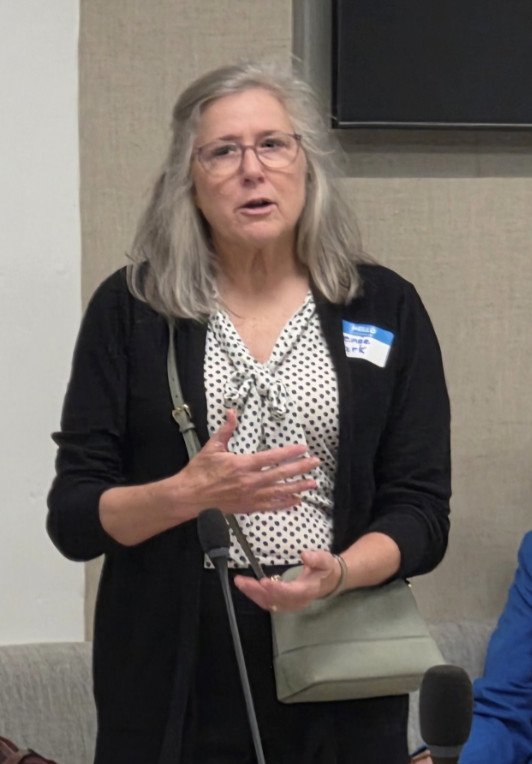 Renee Clark addresses the group prior to the meeting with legislators.